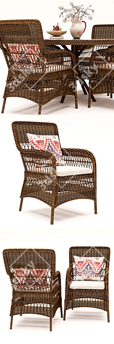 Georgia Garden Rattan Dining Set 3D model image 2