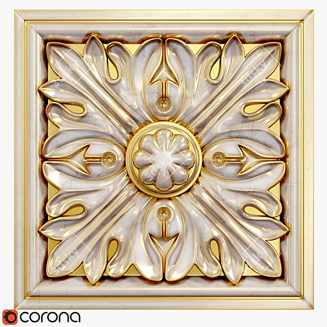 Elegant Rosette Ornament 3D model image 1