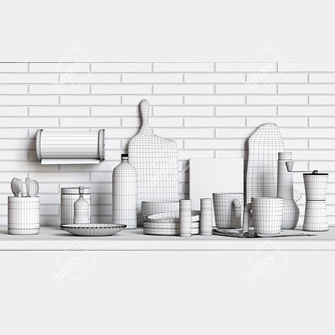 Realistic Render Kitchen Accessories 3D model image 3