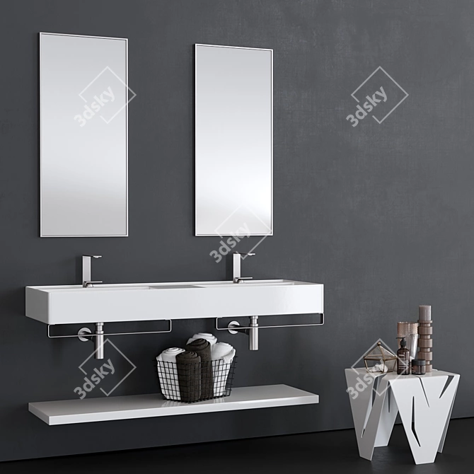 Teorema 2.0 Double Ceramic Washbasin 3D model image 1