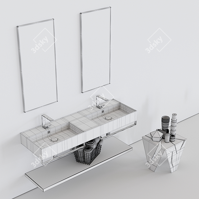 Teorema 2.0 Double Ceramic Washbasin 3D model image 3