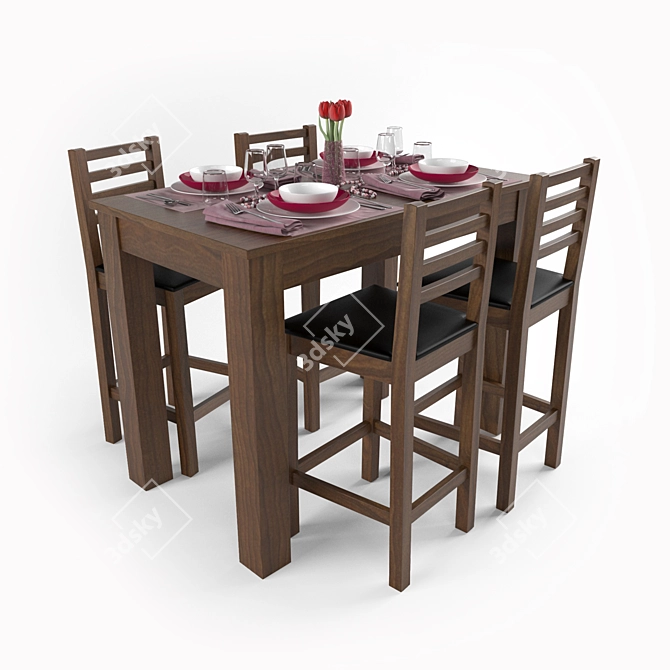 Modern Aurora Dining Set 3D model image 1