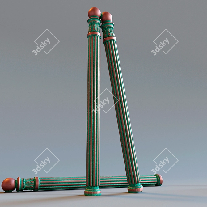 Bronze Oxide Staircase Support 3D model image 1