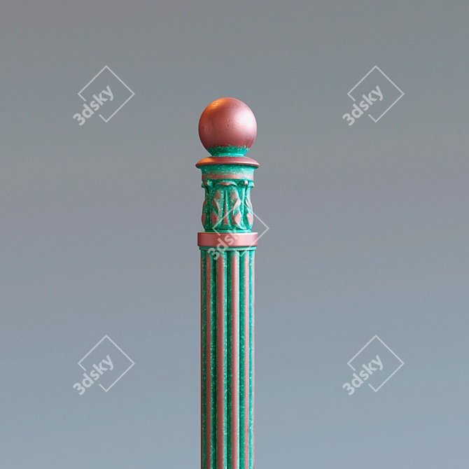 Bronze Oxide Staircase Support 3D model image 3