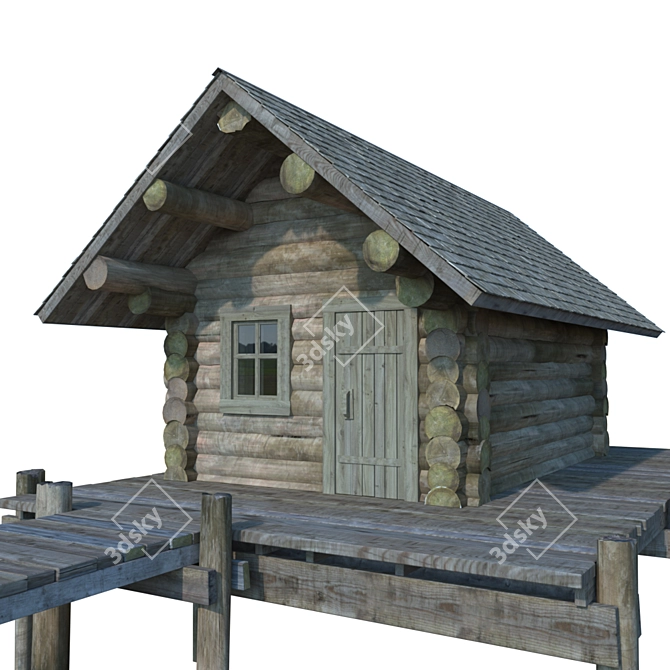 Dockside Log Home 3D model image 2