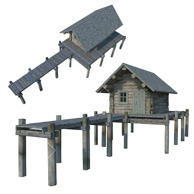 Dockside Log Home 3D model image 3