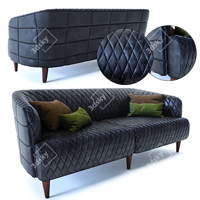 Elegant Leather Loft Sofa 4057 3D model image 1