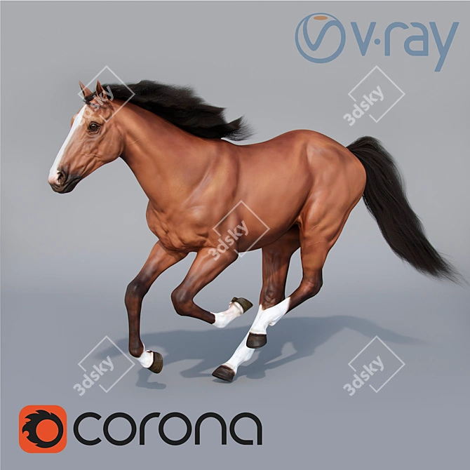 Gallop: Running Horse Model 3D model image 1