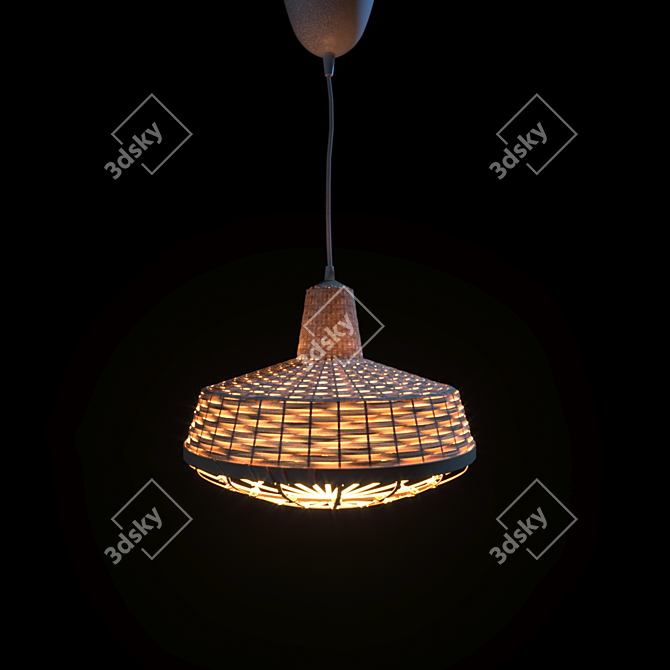 Industrial Bamboo Pendant Lamp 24cm 3D model image 1