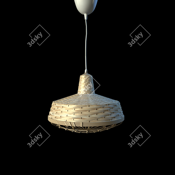 Industrial Bamboo Pendant Lamp 24cm 3D model image 2