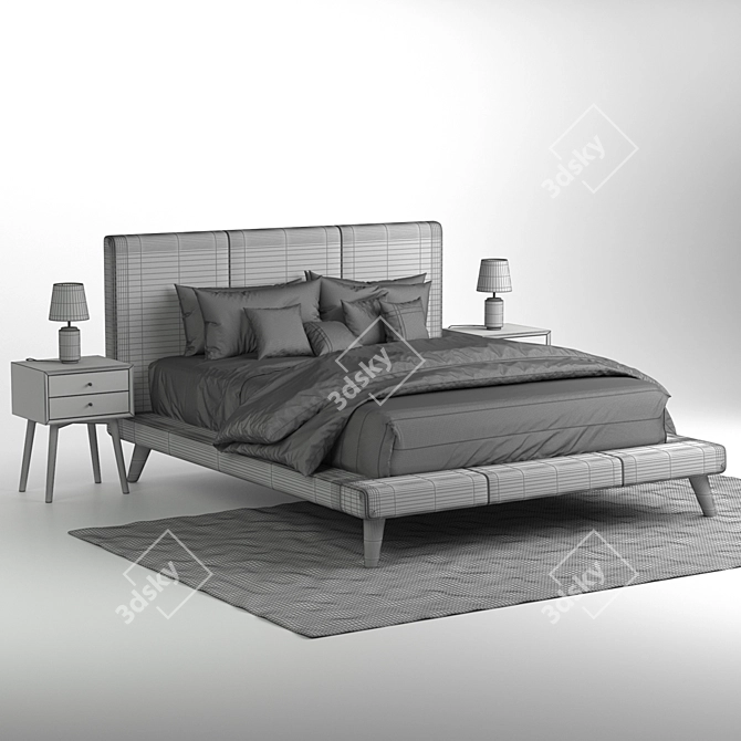 Modern Leather Bed: Sleek and Stylish 3D model image 3