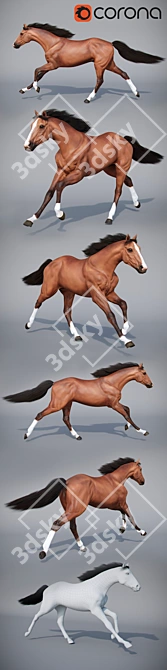 Energetic Equine Sculpture 3D model image 2