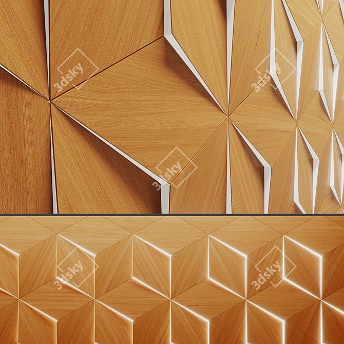 Illuminated Wood Wall Panel 3D model image 1