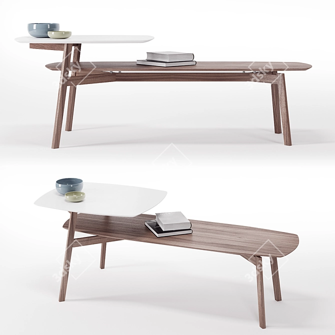 Modern Double Top Coffee Table 3D model image 1