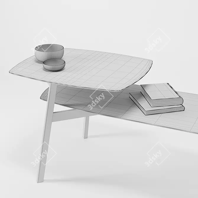 Modern Double Top Coffee Table 3D model image 2