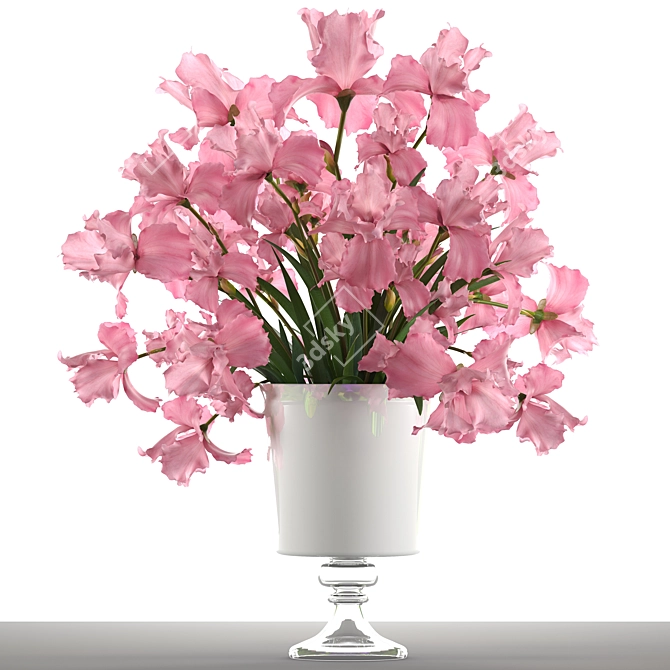 Pink Iris Bouquet: Elegant and Fragrant 3D model image 1