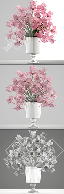 Pink Iris Bouquet: Elegant and Fragrant 3D model image 3