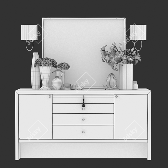 Carmel Console Chest: Art Deco Elegance 3D model image 3