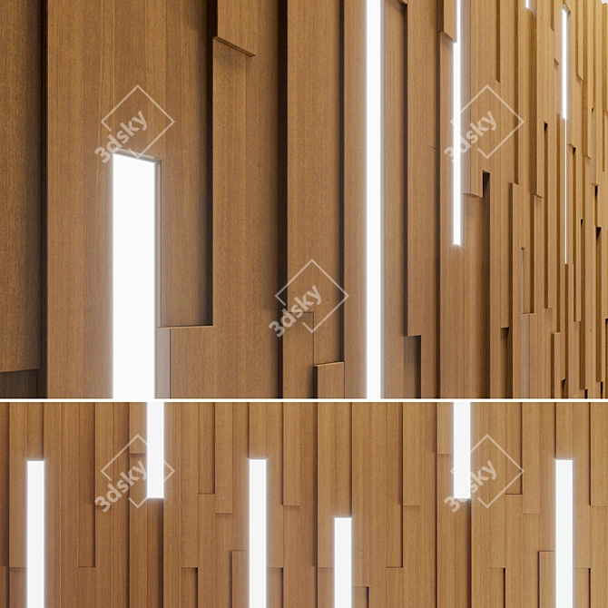 Wooden Stripes Wall Decor 3D model image 1