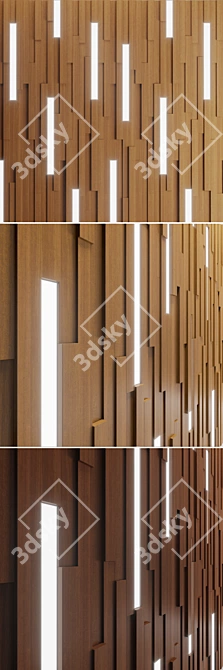 Wooden Stripes Wall Decor 3D model image 2