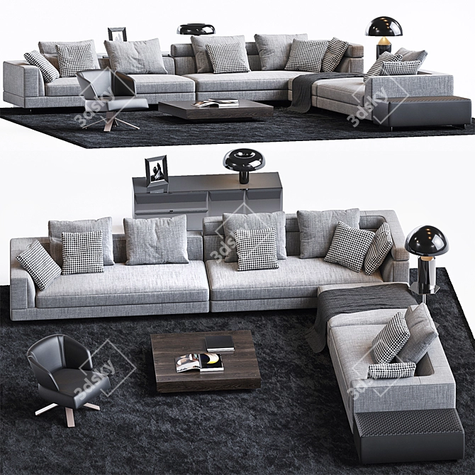 Minotti Alexander Sofa Set with Creed Chair 3D model image 1