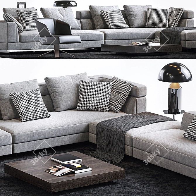 Minotti Alexander Sofa Set with Creed Chair 3D model image 2