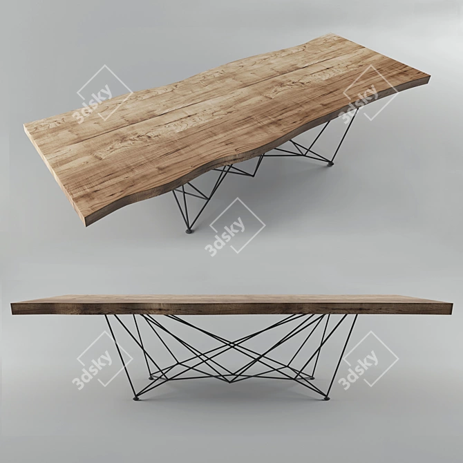 Gordon Deep Wood Table & Sofia Chair- Luxurious Set 3D model image 2