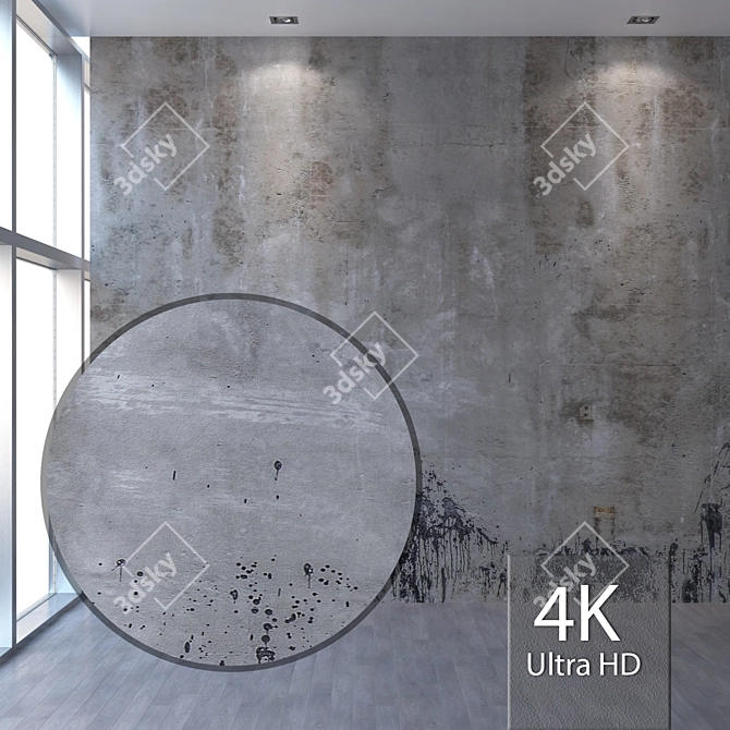 Seamless 4K Concrete Wall Texture 3D model image 1