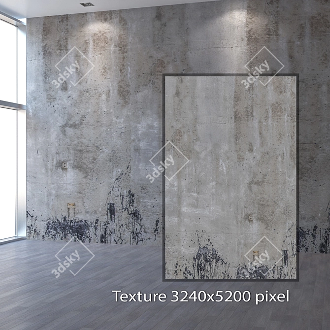 Seamless 4K Concrete Wall Texture 3D model image 2