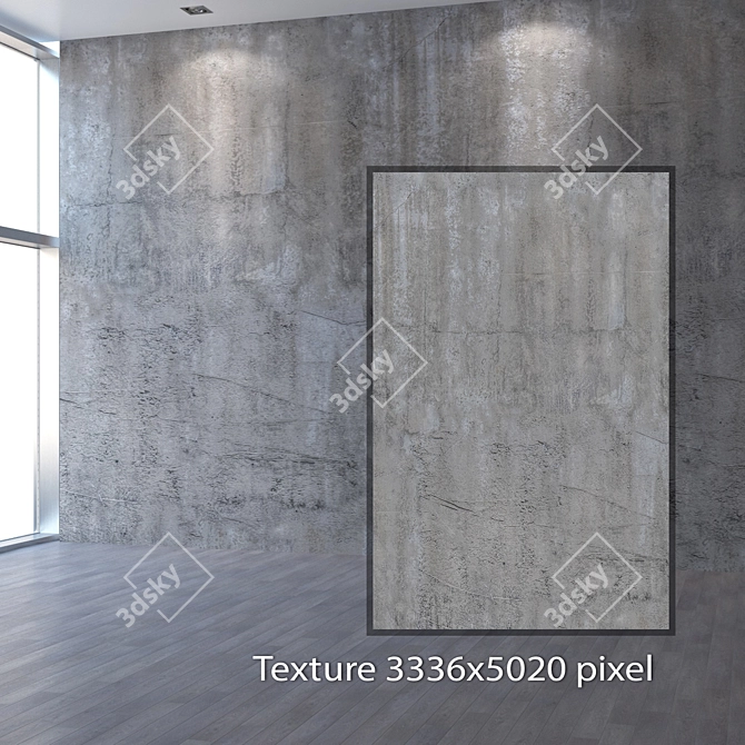 Seamless 4K Concrete Wall 3D model image 2