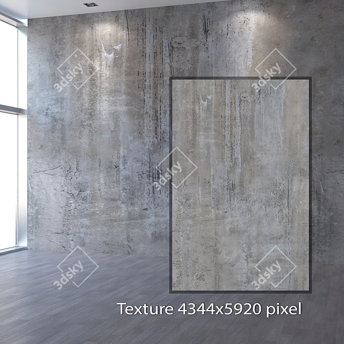 Seamless Concrete Wall Texture 3D model image 2