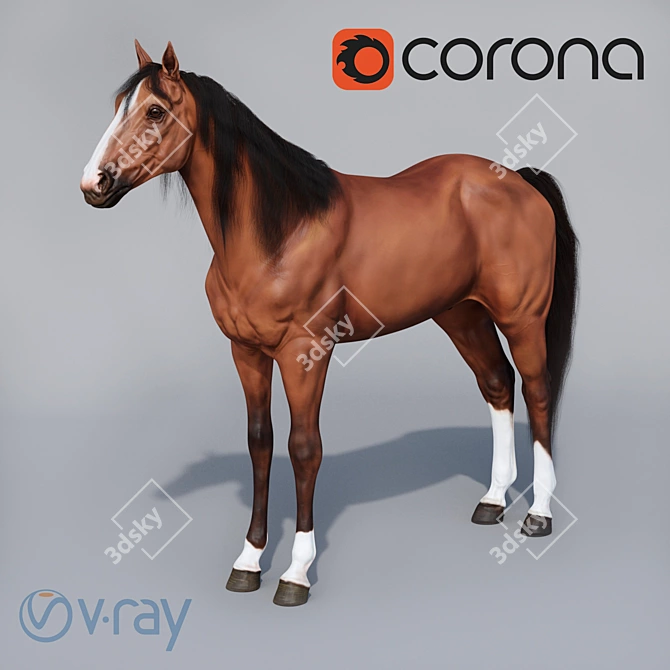 Elegant Standing Horse Sculpture 3D model image 1