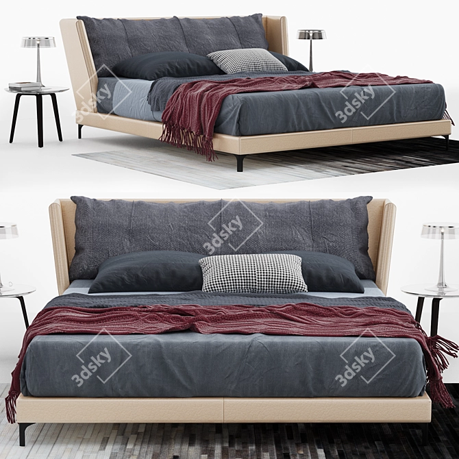 Elegant Bretagne Bed by Poltrona Frau 3D model image 1