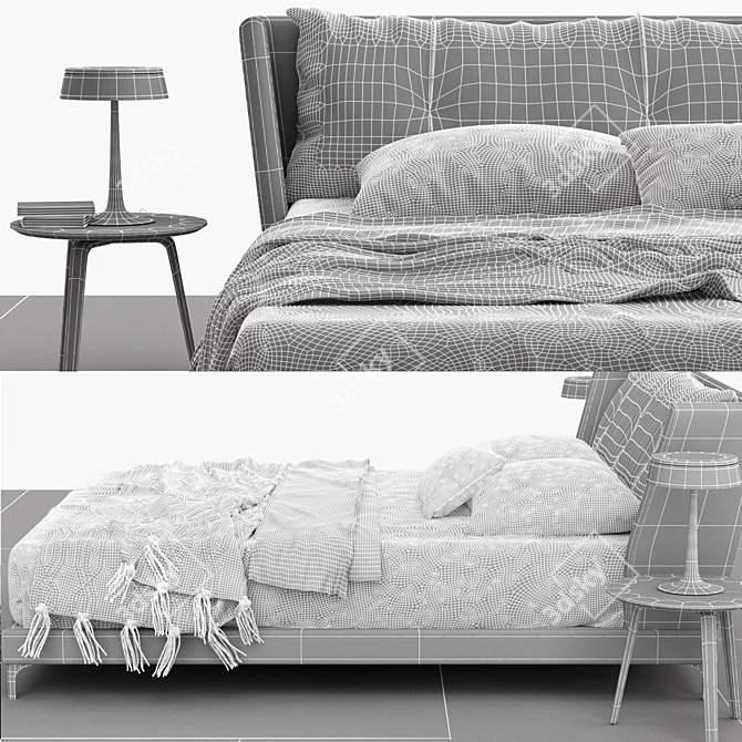 Elegant Bretagne Bed by Poltrona Frau 3D model image 3