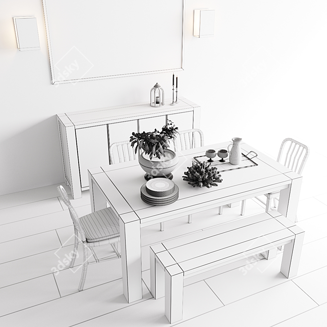 Natural Dining Collection: Stylish and Sustainable 3D model image 3
