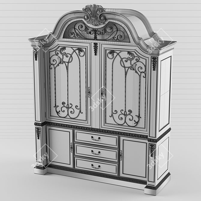 Shadowed Elegance: Gothic Black Sideboard 3D model image 3