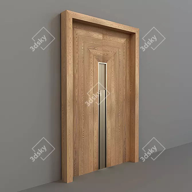  Custom Oak Wood Double-Faced Doors 3D model image 2