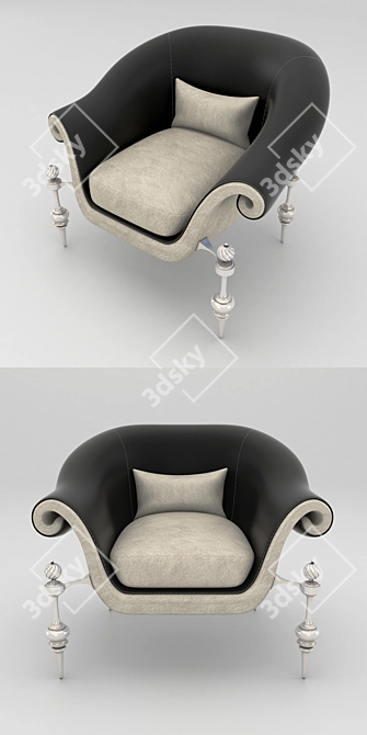 Elegant Rose Armchair: Stylish and Comfortable 3D model image 2