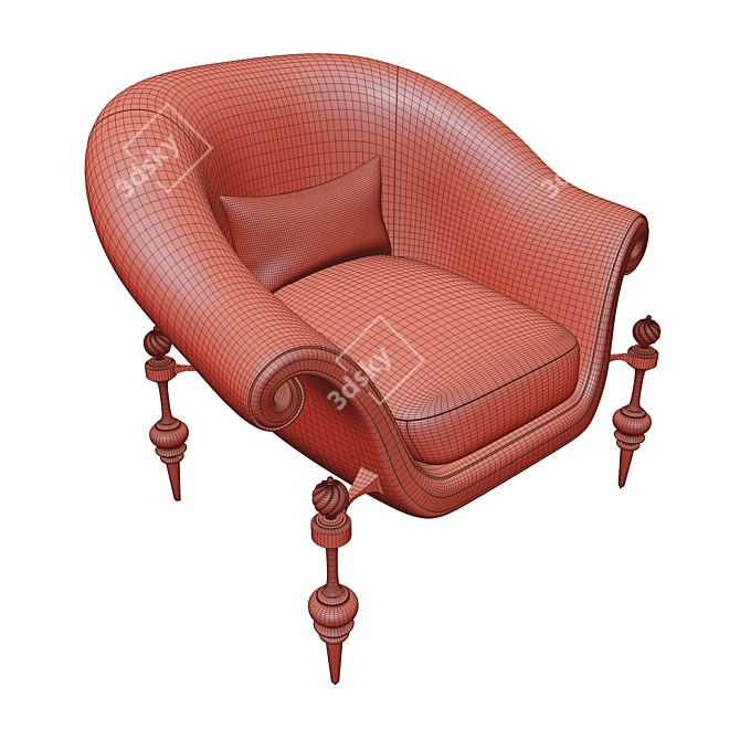 Elegant Rose Armchair: Stylish and Comfortable 3D model image 3