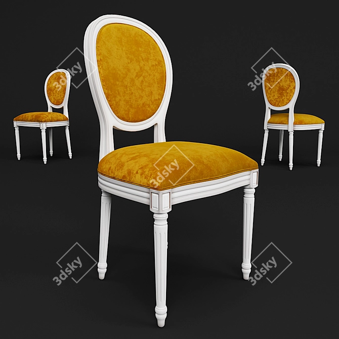 French Style Oak Dining Chair 3D model image 1