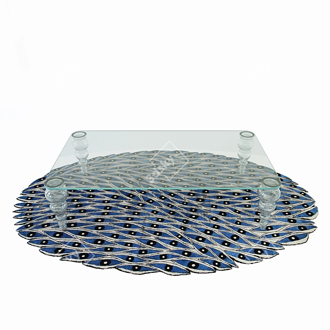 Contemporary Glas Italia Table & Customizable Rug 3D model image 2