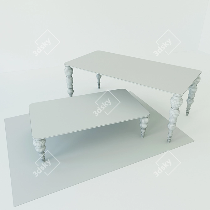 Contemporary Glas Italia Table & Customizable Rug 3D model image 3