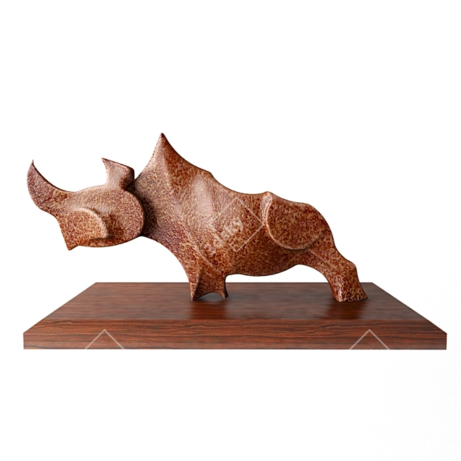 Copper Rhino Sculpture 3D model image 1