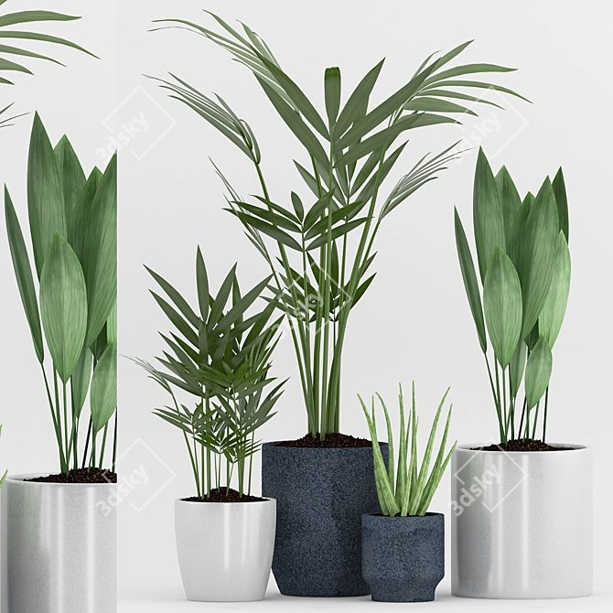 Elegant Greenery Set with Pot 3D model image 1