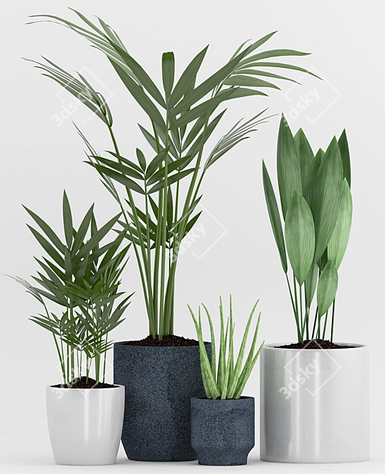 Elegant Greenery Set with Pot 3D model image 2