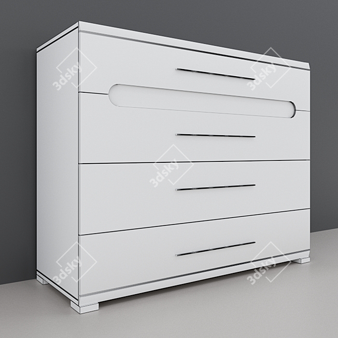 Bianco Chest - Glossy White Oak 3D model image 2