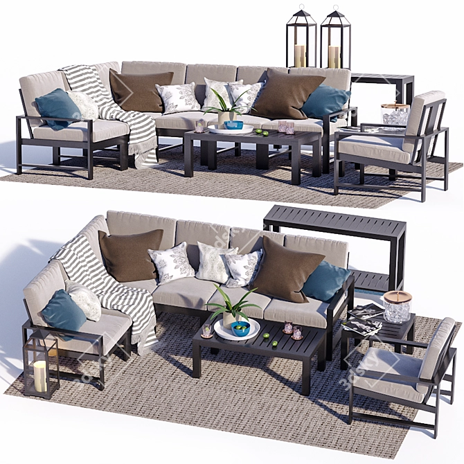 Pottery Barn Indio Metal Outdoor Furniture 3D model image 1