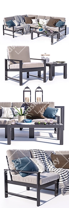 Pottery Barn Indio Metal Outdoor Furniture 3D model image 2