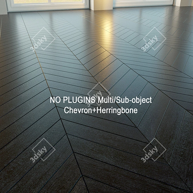 Title: Natural Wood Parquet Flooring 3D model image 1