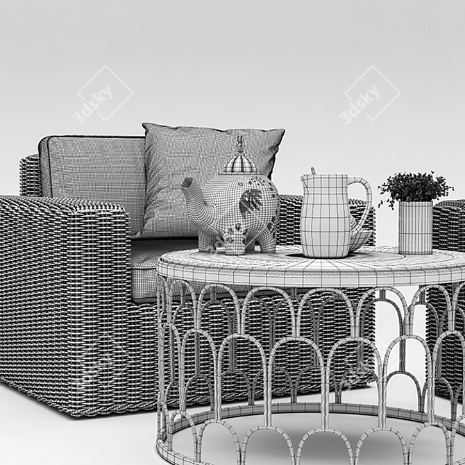 Vista Lounge Chair & Dunland Coffee Table: Stylish Comfort and Elegance 3D model image 3